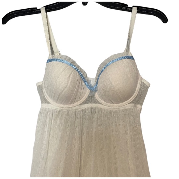 Oh La La Cheri White Blue Sheer Underwire Babydoll Size 32/S EU 70/S - Picture 2 of 4